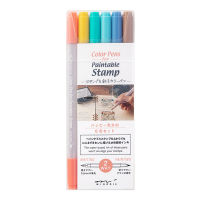 MIDORI Color Pens for Paintable Stamp 6pcs - Happiness / ชุดปากกา 2 หัว 6 สี 6 แท่ง แบรนด์ MIDORI จากประเทศญี่ปุ่น (D38084006)