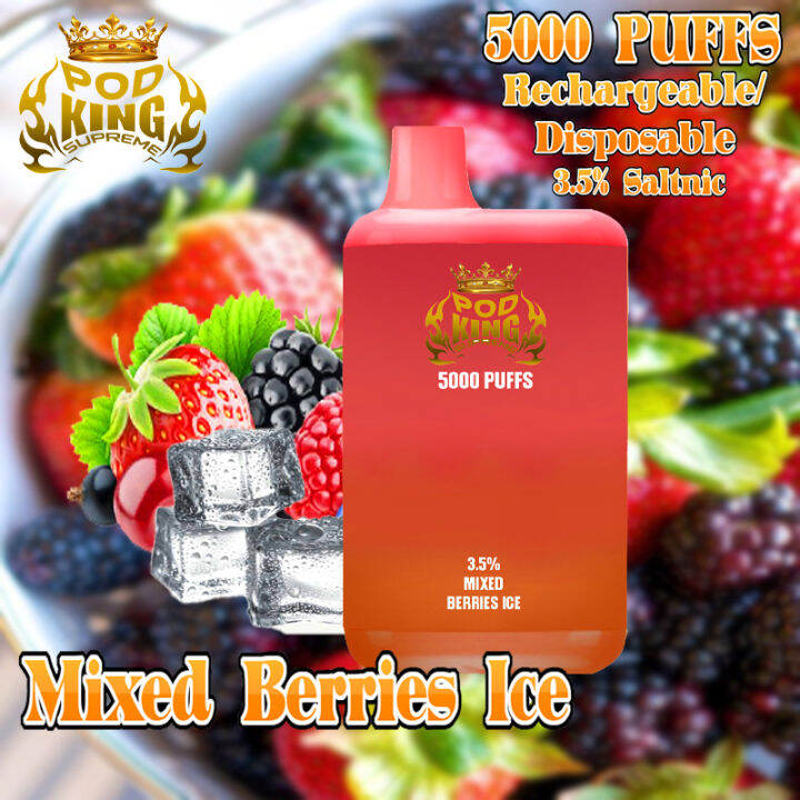 POD KING SUPREME 5000 PUFFS RECHARGEABLE (MIXED BERRIES ICE) Lazada PH