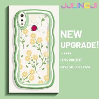 Jjlingji เคสสำหรับ Realme 3 Pro เคส3i Realme แฟชั่นดอกไม้สดดีไซน์ใหม่ครีมขอบคลื่นโปร่งใสลายกล้องถ่ายรูปเคสมือถือนุ่มเรียบง่ายปลอกป้องกันอ่อนโยน