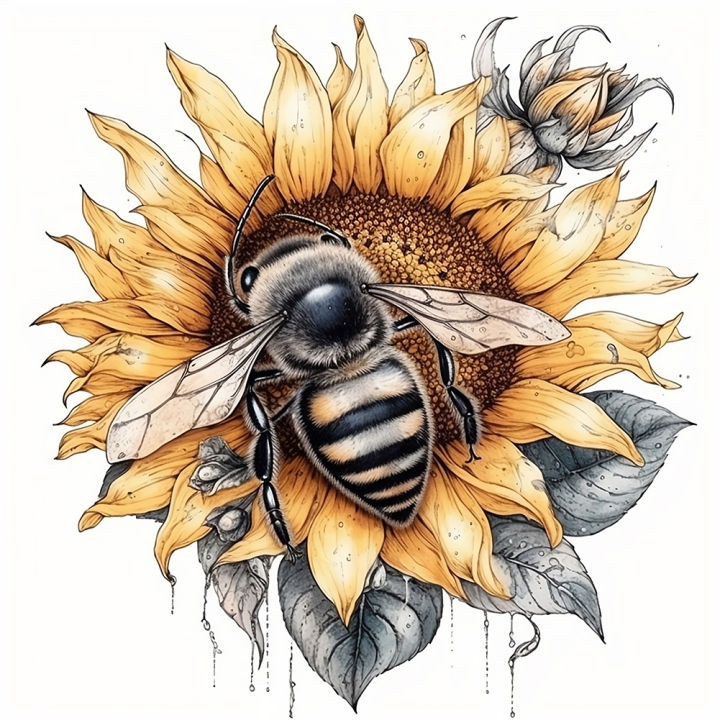 5d-เจาะเต็มรอบ-diy-ภาพวาดเพชรผึ้งดอกทานตะวันชุดตกแต่งบ้าน