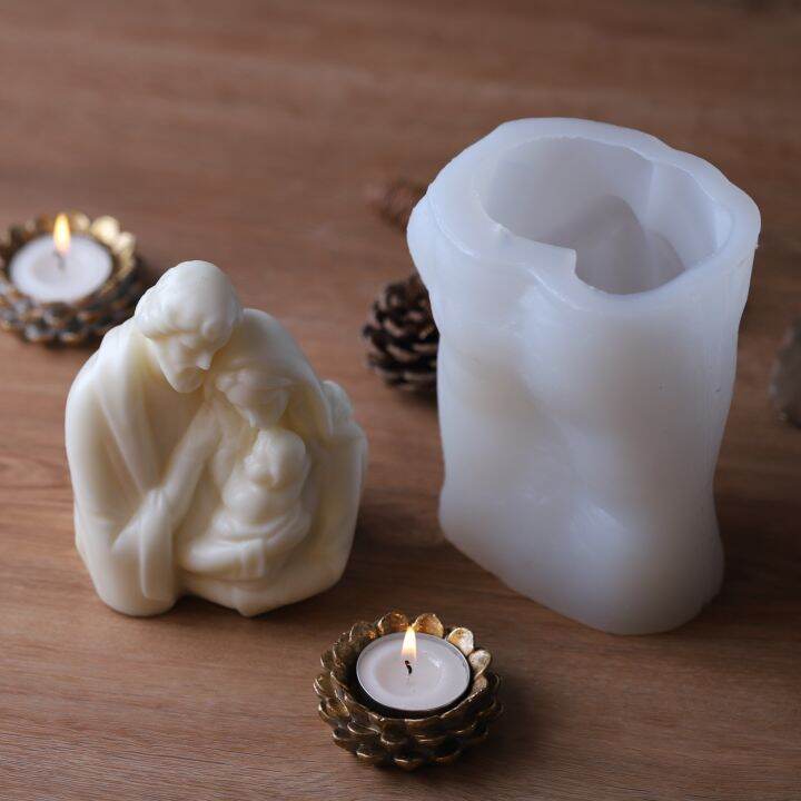 home-decoration-gypsum-mold-family-jesus-family-virgin-mary-candle-silicone