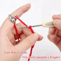 Retro Chinese Style Ring Knitting Loop Crochet Tool Sewing Peacock Fish Ring Finger Thimble Yarn Adjustable Open Fingering Tools