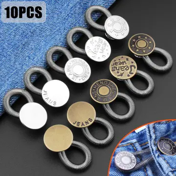 Metal Button Extender for Pants Jeans Free Sewing Buttons Adjustable  Retractable Pants Waist Extenders Button Waistband Expander