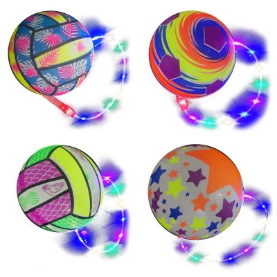 【CW】 Large Flashing Ball Soft Rubber Inflatable Ball LED Kick Ball Children Night Luminous Ball Toy Bouncy Ball Party top quality