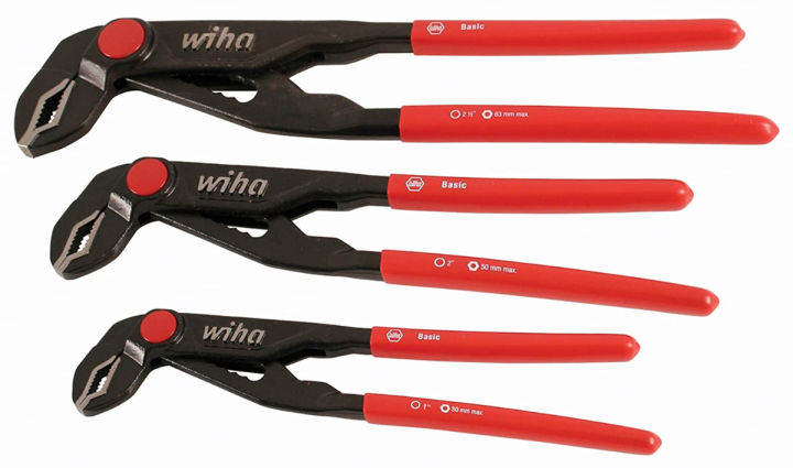 Wiha 32669 Push Button Adjustable Water Pump Pliers Set, 3 Piece