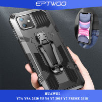 EPTWOOสำหรับHuawei Y5 Y6 Y7 2019 Y7 PRIME 2018เคสมือถือกันกระแทกทนทานKickstandแม่เหล็กปลอกฝาหลังพร้อมคลิปแบบหมุนได้JJBJ-01