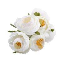 6pcs/lot Simulation Silk cloth bouquet bride holding flowers decorative flowers (Milk white)Single flower diameter of about 4.5cm, total length of about 11cm