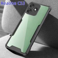 Realme C53(พร้อมส่งในไทย)เคสกันกระแทกขอบสีหลังใสOPPO Realme C53ตรงรุ่น