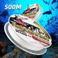 Ashconfish สายเอ็นตกปลาพีอีแบบถัก8เส้น500ม. X8แถวสีบริสุทธิ์6-80LB สายถักเปีย