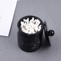 JINSERTA Marbled Cotton Swab Storage Box Resin Round Organizer Home Toothpick Holder with Lid Ho Luxury Bathroom Decor Box