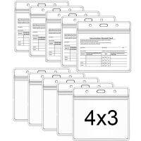 YIXINA 4 x 3 นิ้ว ผนึกได้ ป้ายชื่อ บันทึกการฉีดวัคซีน CDC แนวนอน ผู้จัดทำบัตรประจำตัวประชาชน การ์ดวัคซีนป้องกัน แขนเก็บของ ผู้ถือบัตร ที่ใส่ป้าย