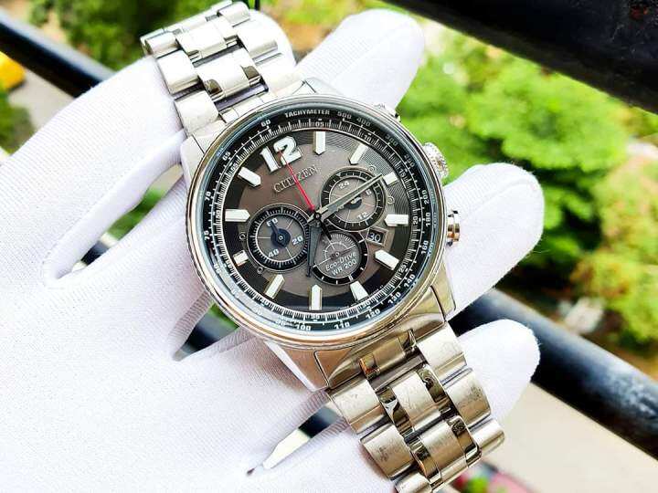 Đồng hồ Nam chính hãng Citizen Chronograph CA4370-52E Eco Drive,Size 43,Mặt  đen,Lịch ngày-Năng lượng ánh sáng-Dây kim loại thép cao cấp 