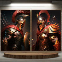 2ชิ้น/เซ็ต Achilles ผ้าใบวาดภาพนักรบกรีกโบราณ Ares ภาพศิลปะบนผนังบ้านห้องนั่งเล่นการตกแต่งที่สวยงาม (ไร้กรอบ)