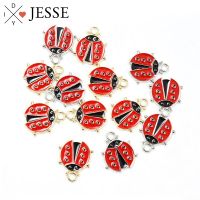 10Pcs Red Enameled Ladybug Charms Cute Insect Pendant DIY Handmade Material Funny Jewelry Accessories For Making Meaningful Gift DIY accessories and o