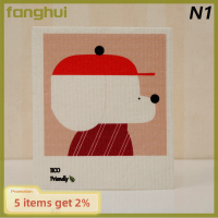 Fanghui ชุดทำความสะอาดเซลลูโลสผ้าเช็ดจานซับน้ำใช้ซ้ำได้แผ่นผ้าล้างจานแห้งเปียก