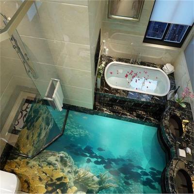 Beibehang วอลเปเปอร์วอลล์เปเปอร์รูปภาพ3มิติภาพจิตรกรรมฝาผนังตามสั่งโลกทะเล3d จริงห้องน้ำสติกเกอร์ติดผนัง Pvc ในตัวกันน้ำ
