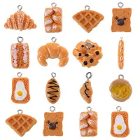 50Pcs Simulation Baked Cake, Bread and Egg Tart Cute for Pendant DIY Earrings Necklace Accessories Finding