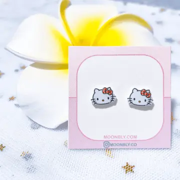 Sanrio Anime Hello Kitty Earrings Cute Kuromi Melody Silver Needle Earrings  Cartoon Cinnamonroll Student Girl Earrings Dress Up 