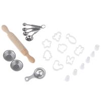 ℡۩ 1:12 Dollhouse Miniature Rolling Pin Baking Cake Mold Nozzle Measuring Spoon Bakeware Piping Tip Set Dolls House Baking Decor