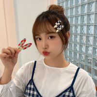 2022 girls hairpin new fashion chessboard color matching hairpin Korean side clip back head hairpin bangs hairpin hairstyle tool