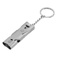 Outdoor Survival Whistle with Keychain Double Tube 80-150dB High Decibel Stainless Steel Whistle Bird Training Tool Survival kits