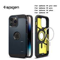 Spigen เกราะที่แข็งแกร่ง (MagFit) เคสโทรศัพท์ตัวดูดแม่เหล็กสองชั้นสำหรับ iPhone 14Pro Max ซ่อนที่จับสำหรับ iPhone 14 Plus