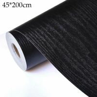 Vinyl Wallpaper Black Wood Grain Thickening Wallpaper Boeing Film Furniture Kitchen Cabinet Self-adhesive Stickers Decoration