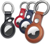 Eusty Air Tag พวงกุญแจสำหรับ Apple Airtags Holder, 4 Pack หนังป้องกัน Airtags Case Tracker Cover พร้อม Air Tag Holder, Airtag Key Ring เข้ากันได้กับ Apple New AirTag Dog Collar (หลายสี)