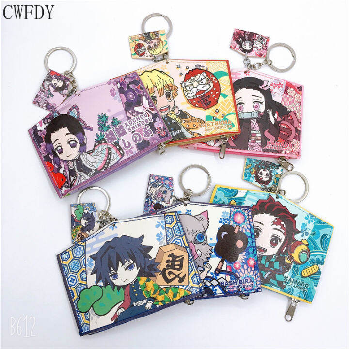 anime-demon-slayer-keychain-mini-wallet-small-money-bag-key-ring-for-women-men-kimetsu-no-yaiba-coin-purse-chaveio-jewelry-6pcs