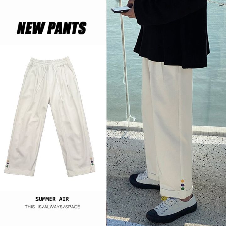กางเกงลำลองกางเกงหลวมทรงตรง-mode-korea-ฤดูร้อนของผู้ชายชุดฮิปฮอปสไตล์สตรีทแวร์นักเรียนญี่ปุ่น