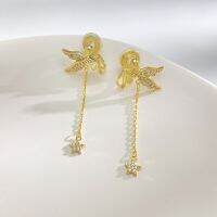 [COD] High-end temperament super fairy long style thin star tassel ear clip female mosquito incense plate summer exquisite ins earrings