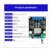 ZK-502 High-Power Digital Power Amplifier Board TPA3116D2 50Wx2 Dual-Channel Stereo Audio Amplifier Module DC4.5-27V Spare Parts Kits