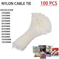 Self Lock Plastic Nylon Wire Cable Zip Ties 100pcs White Cable Ties Fasten Loop Cable Various Specifications 8x40 0mm/500mm Cable Management