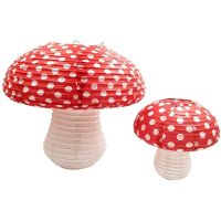 Large Mushroom Shaped Paper Lanterns for Birthday Party Decor Hanging 3D Mushroom Ornament Backdrop for Baby Shower Nurs