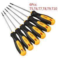 6Pcs T5-T10 CR-V Security Hole Torx Screwdriver Combination Set Magnetic Screw Driver Bit T5-T30 Kit For Telephone Computer Repair Hand Tool