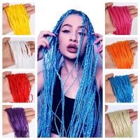 CHUNIY 24Strands/Lot เกลียวถักเปีย เปีย Zizi ที่ต่อผม Long senegalse กล่องถักเปียสี ดีไอวาย สีฟ้าสีฟ้า ผมถักโครเชต์สังเคราะห์ สำหรับรัสเซีย