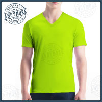 Andymore เสื้อยืด คอวี สีเขียวมะนาว ราคาโรงงาน Cotton 100% เบอร์32 ทรง Body size คอวี ไซส์ S/M/L/XL/XXL