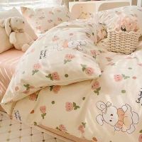 Kids Bedding Set Kawaii Cartoon Printed Duvet Cover Flat Sheet Pillowcase Soft Bed Linens Dormitory Bedroom Home Textile