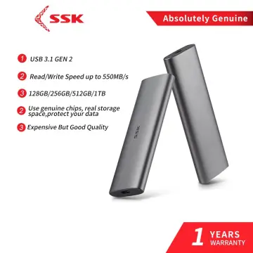 SSK 128GB USB SSD Solid State Flash Drive 550MB/s Super-Fast
