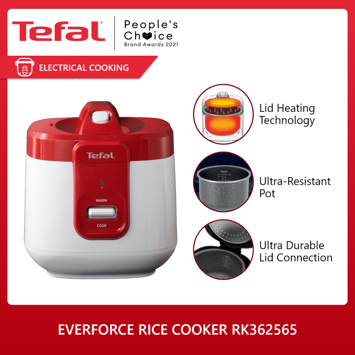 Tefal Everforce Mechanical Rice Cooker RK362565 2L Capacity WhiteRed 4layer nonstick marble
