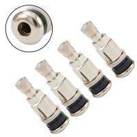 4 Pcs Bolt-in Stainless Steel Tubeless Tire Valve Stems With Dust Caps Auto Car Inner Tube Valve Round Cover Accessories Valve Stems Caps Adapters