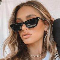 【lz】▤●  Olho de gato do vintage óculos de sol mulher retro tons preto óculos de sol moda feminina pequeno quadro espelho quadrado oculos sol