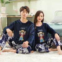 Couple Matching Pajamas for Lovers Flannel Winter Autumn Sleepwear Anime Long Sleeve Pijama Men Women Casual Home Clothes