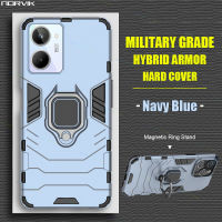 NORVIK เคสสีกรมท่าสำหรับ Realme 11 10 9 9i 8i 8 C55 C53 C33 C30 C30S C31 C35 C25Y GT Neo 3T 2 Narzo 50 50A 50i รุ่น Prime Pro Plus 4G 5G ฝาแข็งยึดขาตั้งโทรศัพท์เคสโทรศัพท์เคสป้องกันแบบไฮบริดระดับทหารเคสห่อหุ้ม N24-1