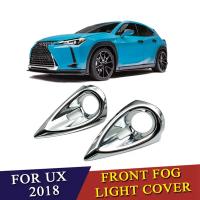 2 PCS Car Front Foglight Cover Molding Trim Head Foglamp Protect Frame Silver ABS For Lexus UX200 UX250H UX260H 2019 2020