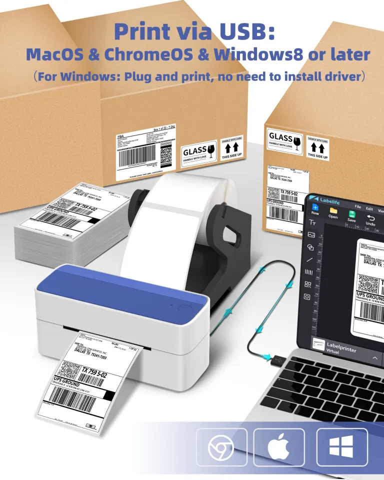 プレゼント Bluetooth Shipping Label Printer 4X6 Wireless Thermal for