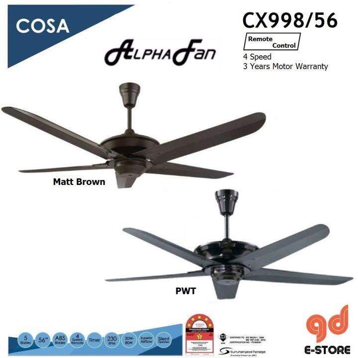 Alpha Ceiling Fan Cosa CX998 PWT Lazada