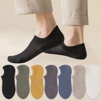 Mens Mesh Cotton Socks Summer Thin No Show Invisible Silicone Non-Slip Breathable Shallow Mouth High Quality Boat Casual Sock Socks Tights