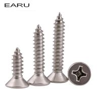 10pieces M5*80 316 Stainless Steel Countersunk Flat Head Self-tapping Wood Phillips Screws Bolt Factory Wholesale Good Quality Nails Screws  Fasteners