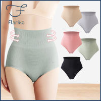 Flarixa กางเกงในไร้รอยต่อเอวสูงตัดหน้าท้องแบนกางเกงผ้าฝ้ายต้านเชื้อแบคทีเรียกางเกงยกสะโพกของผู้หญิง